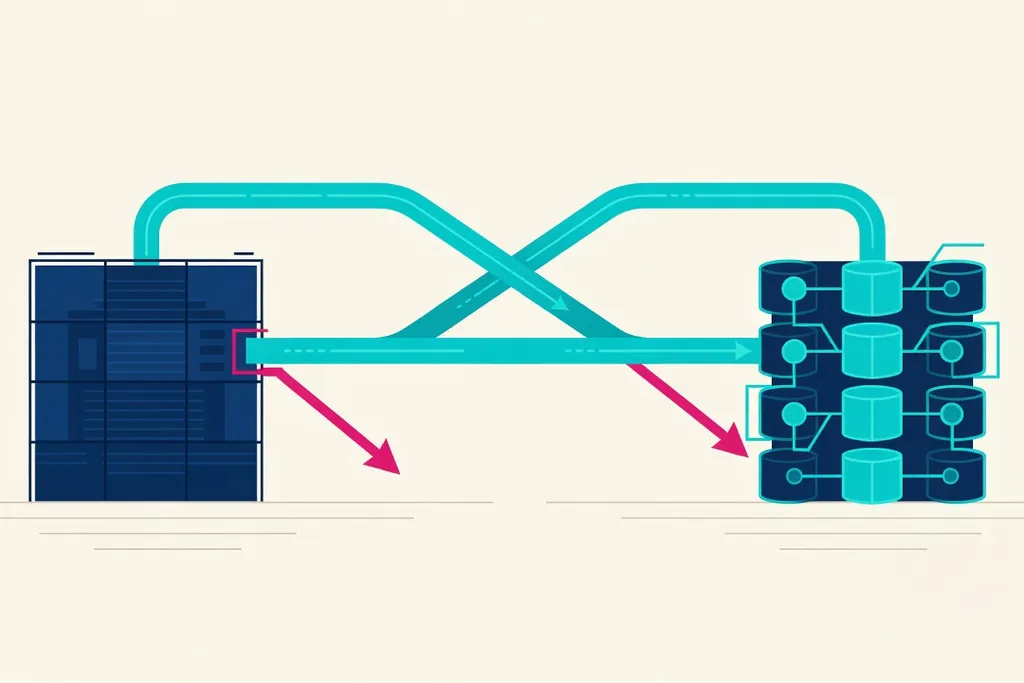 Checklist-style diagram of a database migration cutover plan